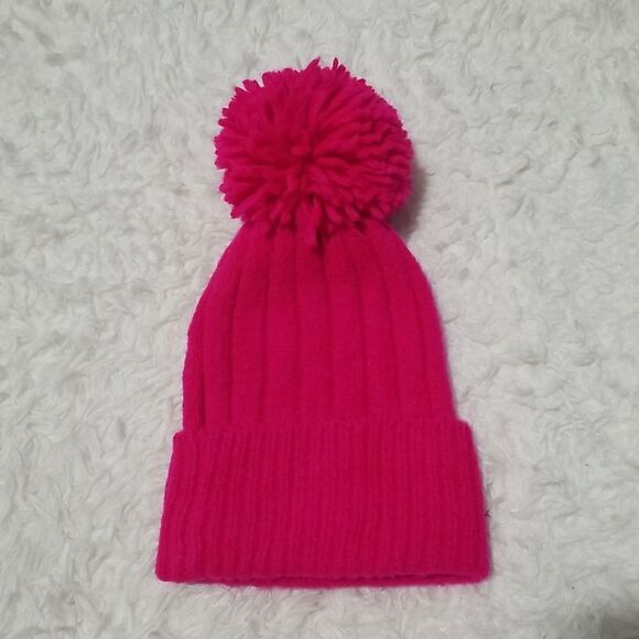 Pink Pompom  Beanie Hat - Picture 3 of 4
